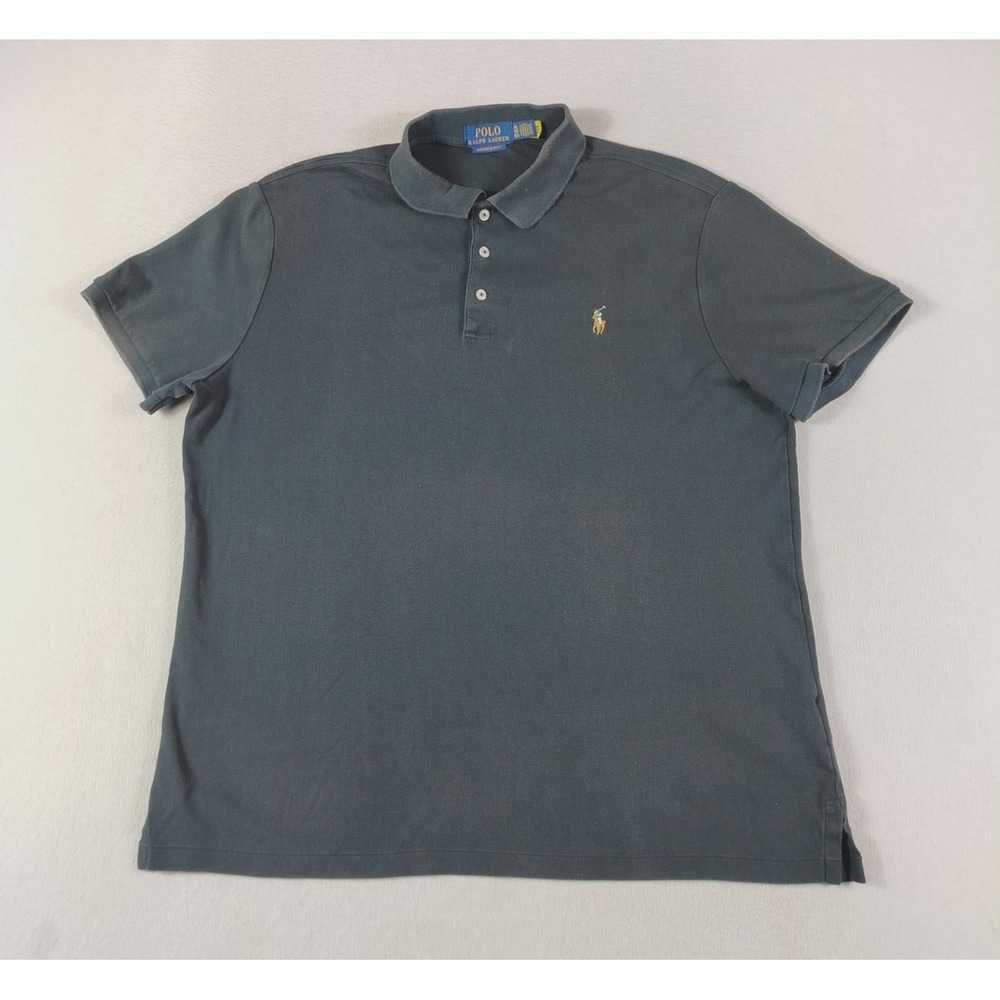 Polo Ralph Lauren Polo Shirt Mens XL Black Custom Slim Fit Pony Cotton Casual